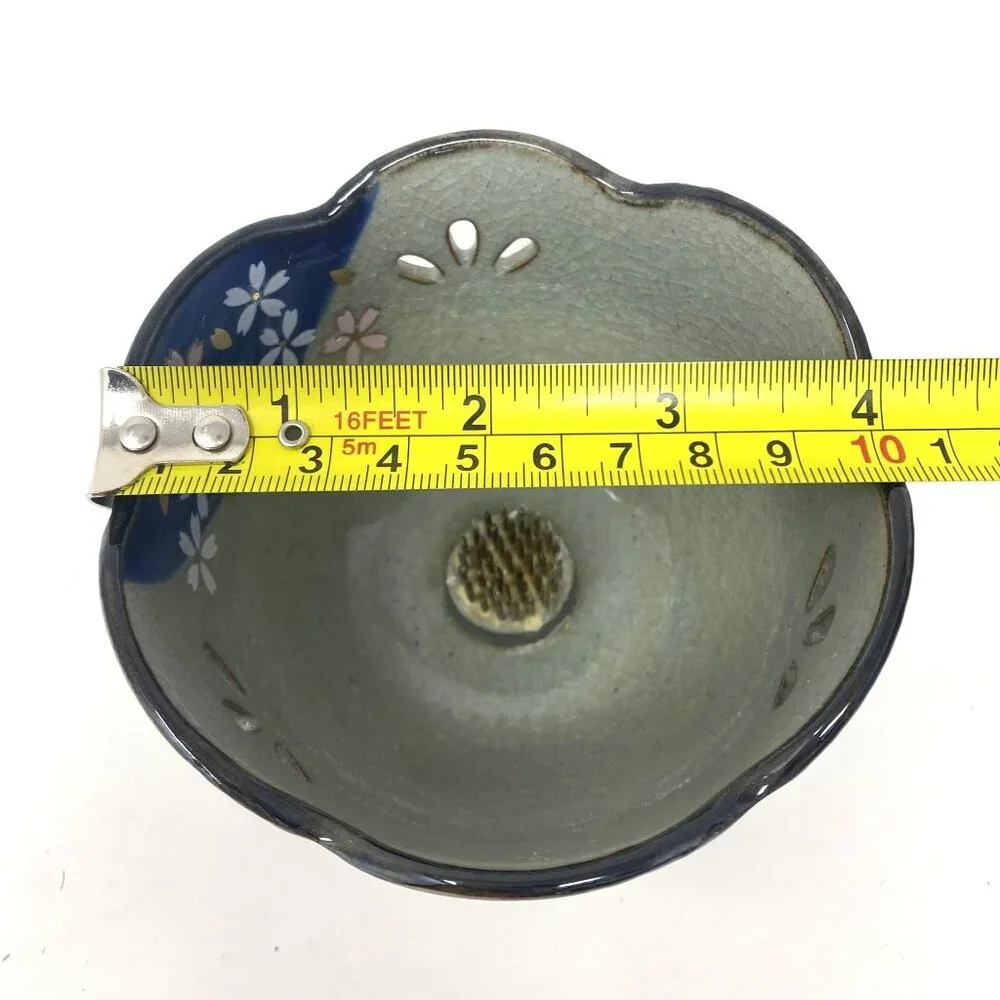Vintage Arita Japanese Porcelain Flower Bud Pot Prongs Tealight Candle